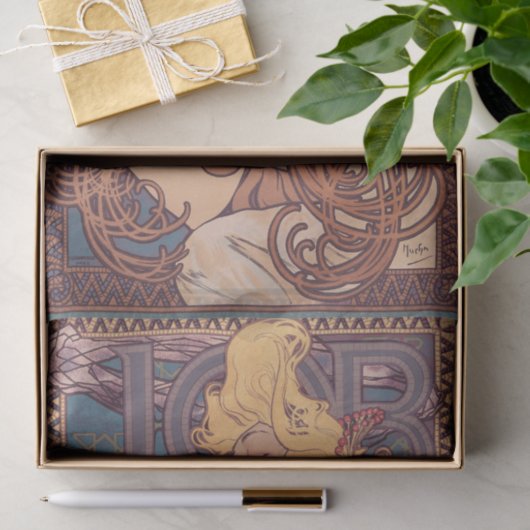 Alfonse Mucha Job Art Nouveau Frau Seidenpapier (Geschenk)