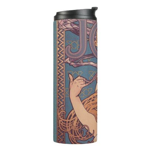 Alfonse Mucha Job Art Nouveau Frau Thermosbecher (Nach links gedreht)