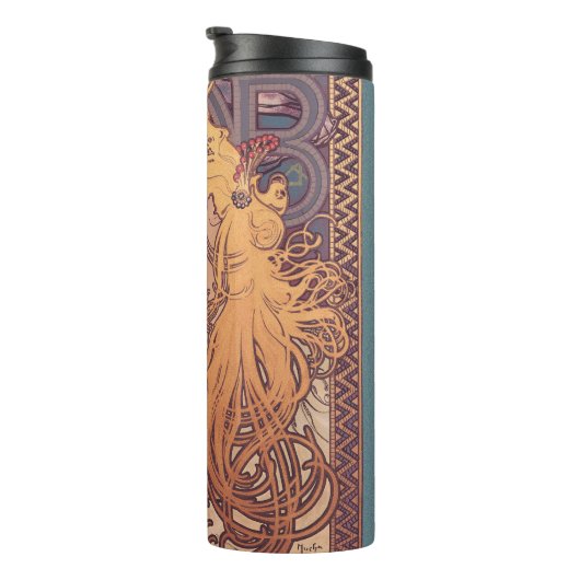 Alfonse Mucha Job Art Nouveau Frau Thermosbecher (Nach rechts gedreht)