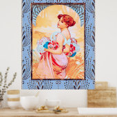 Alfonse Mucha Lady mit Blume Poster (Küche)