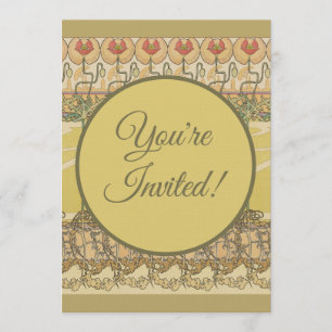 Alfonse Mucha Mohn Art Nouveau Florale Tapete Einladung