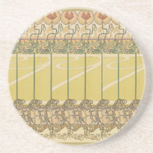 Alfonse Mucha Mohn Art Nouveau Florale Tapete Getränkeuntersetzer