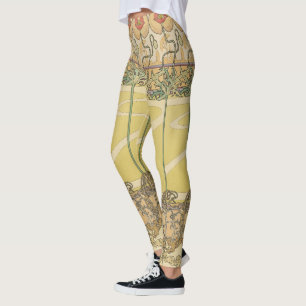 Alfonse Mucha Mohn Art Nouveau Florale Tapete Leggings