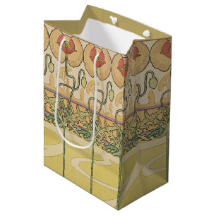 Alfonse Mucha Mohn Art Nouveau Florale Tapete Mittlere Geschenktüte
