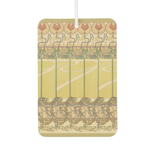 Alfonse Mucha Poppies Art Nouveau Floral Wallpaper Autolufterfrischer (Vorderseite)