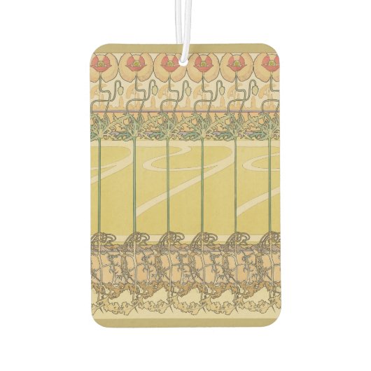 Alfonse Mucha Poppies Art Nouveau Floral Wallpaper Autolufterfrischer (Rückseite)