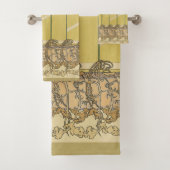 Alfonse Mucha Poppies Art Nouveau Floral Wallpaper Badhandtuch Set (Insitu)