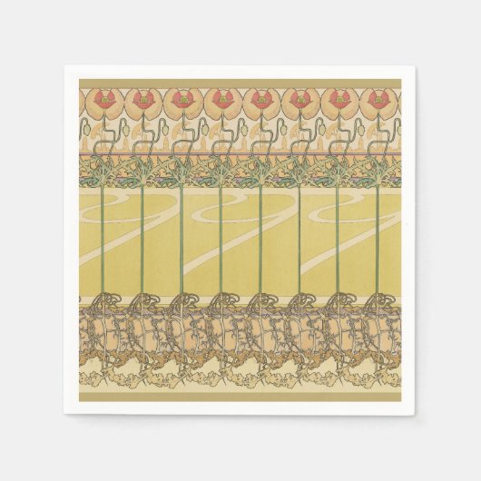 Alfonse Mucha Poppies Art Nouveau Floral Wallpaper Serviette (Vorderseite)