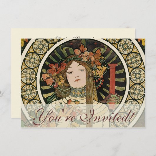 Alfonse Mucha Trappistine Nouveau Einladung (Vorne/Hinten)