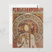 Alfonse Mucha Trappistine Nouveau Postkarte (Vorne/Hinten)