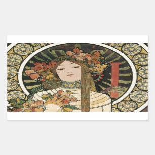 Alfonse Mucha Trappistine Nouveau Rechteckiger Aufkleber