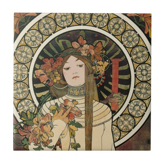 Alfonse Mucha Trappistine Nouveau Vintage Poster Fliese (Vorderseite)