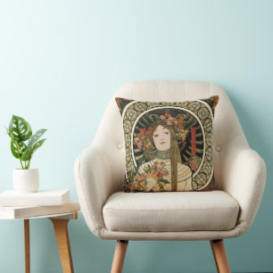 Alfonse Mucha Trappistine Nouveau Vintage Poster Kissen