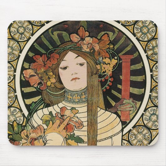 Alfonse Mucha Trappistine Nouveau Vintage Poster Mousepad (Vorne)