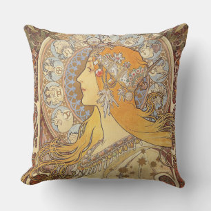 Alfonse Mucha Zodiac Art Nouveau Frau Kissen Für Draußen