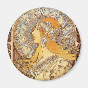 Alfonse Mucha Zodiac Art Nouveau Frau Magnet