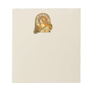Alfonse Mucha Zodiac Art Nouveau Frau Notizblock