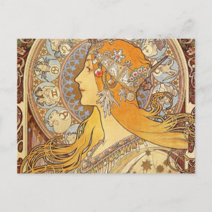 Alfonse Mucha Zodiac Art Nouveau Frau Postkarte
