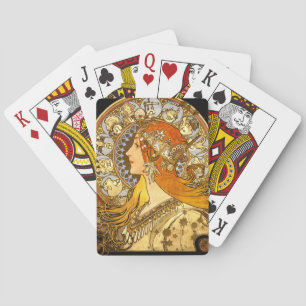 Alfonse Mucha Zodiac Art Nouveau Frau Spielkarten