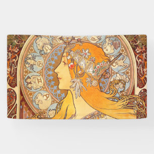 Alfonse Mucha Zodiac Art Nouveau Woman Banner