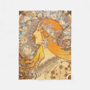 Alfonse Mucha Zodiac Art Nouveau Woman Fleecedecke