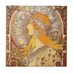 Alfonse Mucha Zodiac Art Nouveau Woman Fliese