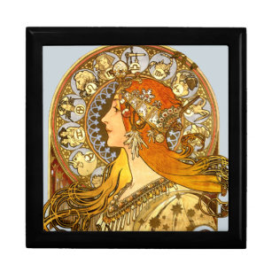 Alfonse Mucha Zodiac Art Nouveau Woman Geschenkbox