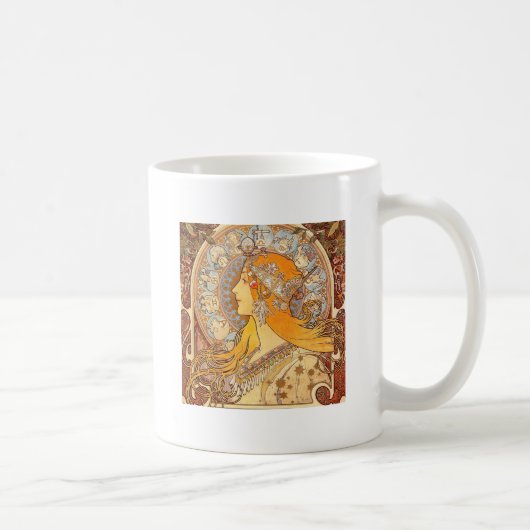 Alfonse Mucha Zodiac Art Nouveau Woman Kaffeetasse (Rechts)