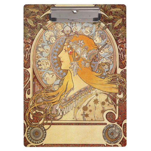 Alfonse Mucha Zodiac Art Nouveau Woman Klemmbrett (Vorderseite)