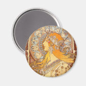 Alfonse Mucha Zodiac Art Nouveau Woman Magnet (Vorderseite/Rückseite)