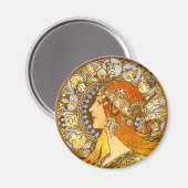 Alfonse Mucha Zodiac Art Nouveau Woman Magnet (Vorderseite/Rückseite)