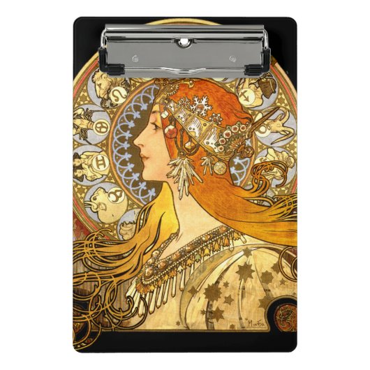Alfonse Mucha Zodiac Art Nouveau Woman Mini Klemmbrett (Vorderseite)
