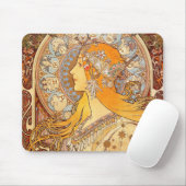 Alfonse Mucha Zodiac Art Nouveau Woman Mousepad (Mit Mouse)