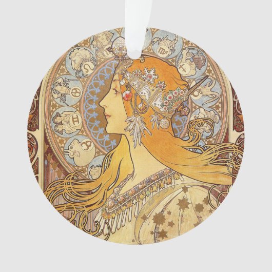 Alfonse Mucha Zodiac Art Nouveau Woman Ornament (Vorderseite)