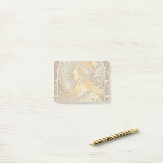 Alfonse Mucha Zodiac Art Nouveau Woman Post-it Klebezettel (Auf Schreibtisch)