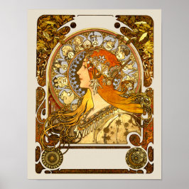 Alfonse Mucha Zodiac Art Nouveau Woman Poster