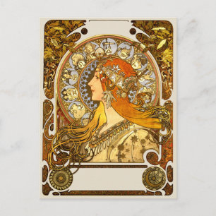 Alfonse Mucha Zodiac Art Nouveau Woman Postkarte