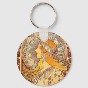 Alfonse Mucha Zodiac Art Nouveau Woman Schlüsselanhänger