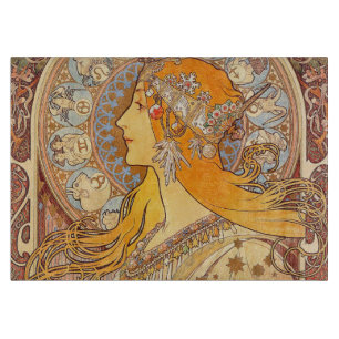 Alfonse Mucha Zodiac Art Nouveau Woman Schneidebrett