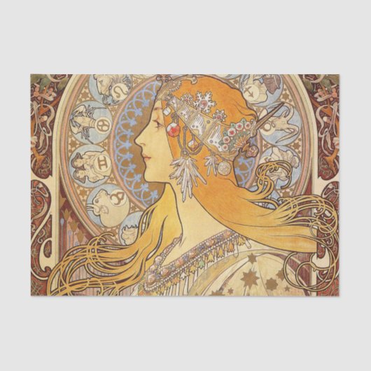 Alfonse Mucha Zodiac Art Nouveau Woman Seidenpapier (Vorderseite)