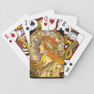 Alfonse Mucha Zodiac Art Nouveau Woman Spielkarten