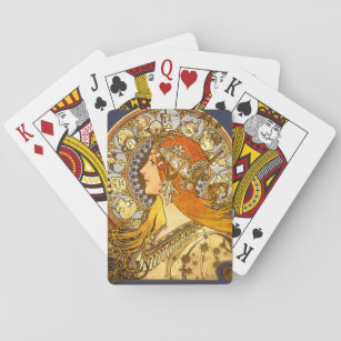 Alfonse Mucha Zodiac Art Nouveau Woman Spielkarten