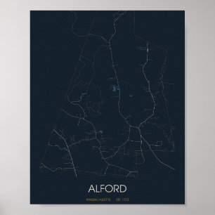 Alford Massachusetts Straßenkarte Poster (Nacht)
