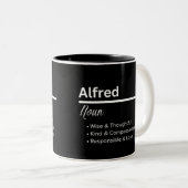 Alfred Boy Name Definition Personalized Mug Zweifarbige Tasse (VorderseiteRechts)
