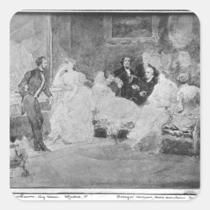 Alfred de Musset Eugene Delacroix Quadratischer Aufkleber