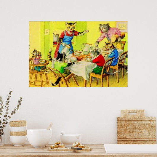 Alfred Mainzer cats Dinner Desaster Poster (Küche)