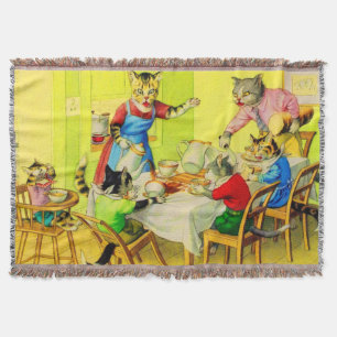 Alfred Mainzer cats Dinner Desaster print Decke