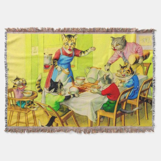 Alfred Mainzer cats Dinner Desaster print Decke (Vorderseite)