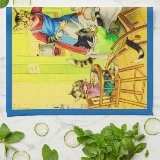 Alfred Mainzer cats Dinner Desaster Print Geschirrtuch (Gefaltet)