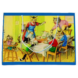 Alfred Mainzer cats Dinner Desaster print Große Geschenktüte